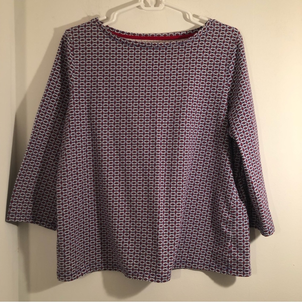 Talbots Purple and White Patterned Top
